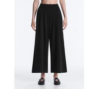 OYSHO - Pantaloni cropped a fondo ampio in modal soft-touch neri con pieghe-Nero M