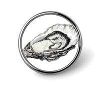 Oyster - Spilla rotonda bianca e nera per uomo e donna, alla moda, accessorio per colletto e giacca