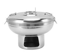 Oytrui Pentola Calda in Acciaio Inossidabile, Pentola Portatile Rotonda a Carbone per Shabu con Riscaldamento Rapido, Distribuzione Uniforme del Calore, Lucidatura Lucida, per Buffet (Argento)