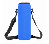 Oytrui Portabottiglie termico in neoprene, leggero, isolante, con cinghia regolabile, per bottiglie sportive all'aperto da 1 l fino a 9 cm di diametro (blu)
