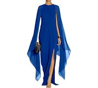 oytto Vestito in chiffon allentato elegante abito da sposa abiti da festa per le donne, Blu, XXXXXL