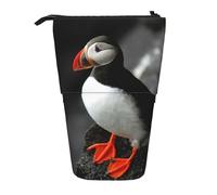 OYVDUAZB Il becco dell'uccello della pulcinella di mare atlantica si siede sulla roccia, Astuccio telescopico, Supporto per matite Astuccio per trucco Astuccio per matite Astuccio per penne