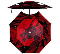 OYYMTE Ombrelloni da Esterno Patio Ombrellone Parasole in plastica Nera a Doppio Strato, ombrellone da Pesca con Protezione Solare Universale a 360°, Facile da installare 2,4 m