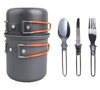 OYYMTE Pentole da Campeggio Set Set Picnic Set Set da Cuoco all'aperto Set Picnic Ultralight Piega Pentole Pan 1-2 Persone for Cucinare Utensili da Picnic Arancione(Orange)
