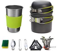 OYYMTE Set di pentole da Campeggio, Camping Pot con Stufa Picnic Escursionismo Utensile Gear Gear Picnic Pentole Pentole Set di Strumenti di Cottura