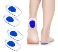 OYZOQ 2 Paia Talloniera in Silicone, Blu Cuscinetti per Tallone per Tallonite, Talloniera Gel Solette Per Ridurre Pressione e Fastidi（S+L）