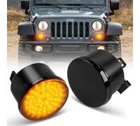 OZ-LAMPE Frecce Laterale a LED Anteriore per Wrangler JK 2007-2015, Indicatori di Direzione Laterale a LED Canbus, Nero 2 Pezzi