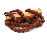 OzaarChawk Rudraksha Mala - Collana con 108 perle di preghiera per Japa, meditazione e aumento della calma, legno, non una pietra preziosa