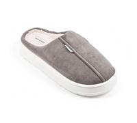 OZABI Pantofole da uomo invernali scozzesi - Pantofole calde leggere con bottone decorativo - suola sottile morbida e antiscivolo - interno imbottito comfort, Mu10121 Marrone, 42/43 EU