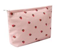 OZAOZ Beauty case da donna, borsa per cosmetici con motivo floreale, con cerniera, borsa per il trucco in velluto a coste di grande capacità, organizer da viaggio per donne e ragazze, Fiore-H, Trousse
