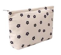 OZAOZ Beauty case da donna, borsa per cosmetici con motivo floreale, con cerniera, borsa per il trucco in velluto a coste di grande capacità, organizer da viaggio per donne e ragazze, Fiore-I, Trousse