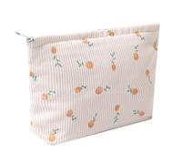 OZAOZ Beauty case da donna, borsa per cosmetici con motivo floreale, con cerniera, borsa per il trucco in velluto a coste di grande capacità, organizer da viaggio per donne e ragazze, Fiore-Q, Trousse