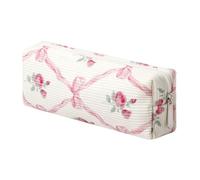 OZAOZ Trousse per cosmetici da donna, in velluto a coste, borsa da viaggio, organizer per trucchi, borsa piccola per borsa, borsa portatile con cerniera, borsa da toilette da donna, Rosa diamante