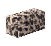 OZAOZ Trousse per il trucco a scacchi in peluche astetico a quadri borse carino con cerniera borsa da toilette da viaggio morbida astuccio per matite per donne ragazze, Stampa leopardato-G, Borsa per