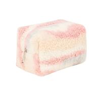 OZAOZ Trousse per il trucco a scacchi in peluche astetico a quadri borse carino con cerniera borsa da toilette da viaggio morbida astuccio per matite per donne ragazze, Rosa arcobaleno, Borsa per il