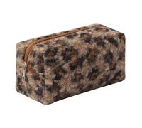 OZAOZ Trousse per il trucco a scacchi in peluche astetico a quadri borse carino con cerniera borsa da toilette da viaggio morbida astuccio per matite per donne ragazze, Stampa leopardato-F, Borsa per