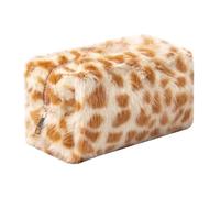 OZAOZ Trousse per il trucco a scacchi in peluche astetico a quadri borse carino con cerniera borsa da toilette da viaggio morbida astuccio per matite per donne ragazze, Stampa leopardato-H, Borsa per