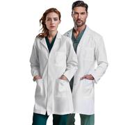Ozarra Camice clinico unisex per uomini e donne, tasche sui fianchi e sul petto, vestibilità regolare, chiusura a scatto
