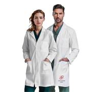 Ozarra Camice Medico Bianco Unisex per Uomo e Donna, Modello al Ginocchio in Polycotton, 3 Tasche Funzionali, Chiusura Rapida a Pressione, Ideale per Tirocinio, Ricerca e Ambienti Sanitari