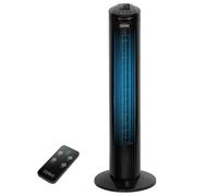 OZAVO Ventilatore a Torre con Telecomando, Display LED e Pulsanti Utenti: 3 Modalità e Velocità, Timer per Soggiorno e Ufficio 74cm di Altezza, Nero