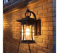 OZBMA Applique da Parete Impermeabili per Esterni, Paralume in Vetro, Lampada in Ferro, Moderna, per terrazza, Porta, corridoio, Balcone, Hotel