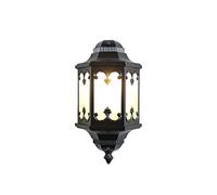 OZBMA Pezzi Lampada da Parete a Mezza Altezza in Stile Europeo IP44 Impermeabile per Veranda Esterna con Paralume in Vetro Luci da Giardino E27 Retro 1 Luce Lampada da Balcone Villa/Bronzo (Nero)