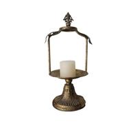 OZBMA Portacandele Decorativo Unico in ghisa Dorata, candelabro per Candele affusolate, portacandele Affusolati, portacandele per centrotavola, Decorazioni Primaverili (Bianco Anticato)