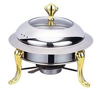 OZBMA Set da Buffet in Acciaio Inox con Coperchio in Vetro, scaldavivande da 28 cm e scaldavivande per Matrimoni, Feste, Banchetti, Eventi di Catering, Argento (Oro)