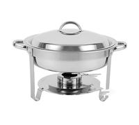 OZBMA Set da Buffet in Acciaio Inox con Coperchio in Vetro - Vassoio scaldavivande Rotondo per Feste, cene, Catering, Supporto Incorporato, Resistente ed Elegante,