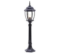 OZBMA Stile Impermeabile Colonna Luce Esterna Palo Lanterna E27 Lampione Stradale Alluminio con Paralume in Vetro Villa Giardino Cancello Paesaggio (Nero Altezza 140 cm)