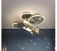 OZBME Lampadario a Forma di Ventilatore per cameretta dei Bambini, lampadario Creativo a Forma di Elicottero da Combattimento, 3 Colori, dimmerabile con Telecomando
