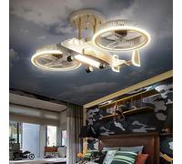 OZBME Lampadario Decorativo a Forma di Ventilatore a LED per Bambini, per Camera da Letto dei Ragazzi, con luci a Forma di Elicottero da Combattimento Creativo (Argento) (Argento)