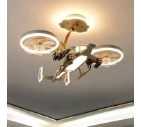 OZBME Lampadario per Bambini a Forma di Elicottero, Ventilatore da soffitto, Lampada per Camera da Letto, 81 cm x 90 cm, 50 mm, Grigio (Grigio)