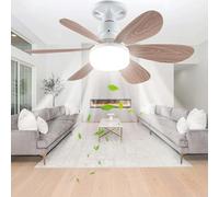 OZBME Ventilatori da soffitto con luci e Telecomando, 6 Pale, dimmerabili, Super silenziosi, Timer 1H/2H/4H, per Camera da Letto, cameretta dei Bambini, Soggiorno, Bianco||42CM (Effetto Legno 52CM)