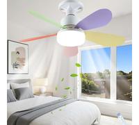 OZBME Ventilatori da soffitto con luci e Telecomando, 6 Pale, LED, dimmerabili, Super silenziosi, Timer 1H/2H/4H, per Camera da Letto, cameretta dei Bambini, Soggiorno, Bianco||42CM (colorato 42CM)