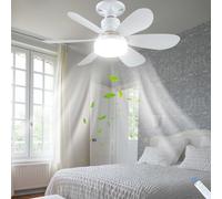 OZBME Ventilatori da soffitto con luci e Telecomando, 6 Pale, LED, dimmerabili, Super silenziosi, Timer 1H/2H/4H, per Camera da Letto, cameretta dei Bambini, Soggiorno, Bianco||42CM (Bianco 42CM)