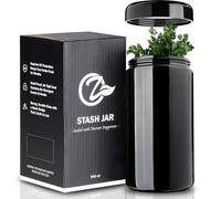 OZCHIN Barattolo di vetro con coperchio ermetico per cucina, protezione UV, contenitore per caffè e tè, erbe e spezie, coperchio a vite, blocca gli odori (nero, 500 ml)