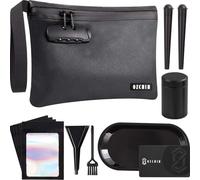 OZCHIN Borsa a prova di odore con lucchetto a combinazione, organizer per certificati, 25 x 17 cm, ottimo set regalo, set ideale in pelle PU, chiudibile a chiave, per uomini e donne, borsa classica