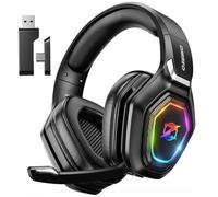Ozeino Cuffie da gioco wireless con microfono, trasmettitore 2,4 G e tipo C, durata della batteria 30 ore, cuffie da gioco con illuminazione RGB per Ps5, Ps4, PC, telefono
