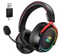 Ozeino Cuffie da gioco wireless da 2,4 GHz per PC, Ps4, Ps5, Mac, USB e Type-C a doppia porta wireless, cuffie con microfono con cancellazione del rumore, durata della batteria 25H+, colore nero e