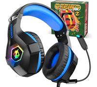 Ozeino Cuffie Gaming per Ps4 Ps5 PC Xbox One, Regalo di Natale per giocatori, Cuffie con Microfono Cancellazione del Rumore, 3D Surround Sound, Cuffie Comfort con LED RGB