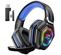 Ozeino Cuffie Gaming Wireless per Ps4, 2,4GHz Wireless+5.3 Bluetooth | Cuffie con Microfono 7.1 Qualità Audio Senza Perdita di Bassa Latenza, Durata di Oltre 30+ Ore