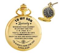 Ozinna Orologio da tasca personalizzato per mio figlio con catena, nomi personalizzati, orologio da tasca da uomo con messaggio significativo, ricordo di laurea, festa del papà, Natale, regalo di