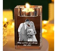 Ozinna Portacandele in cristallo con foto 3D personalizzato,candelabro in cristallo con incisione personalizzata con testo della tua immagine,regalo per anniversario,Natale,compleanno per papà,mamma,