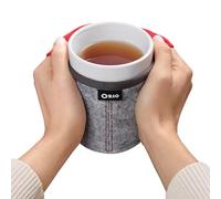 Ozio Tazza Scaldamani in Ceramica Gres con Fodera in Lana per Colazione, Cappuccino, Latte, Thè, Tisana - Regalo Originale 400ml, Tama, Rosso