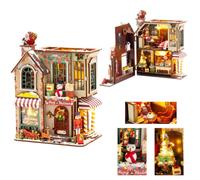 OZJAY Kit casa in miniatura per adulti, kit mini casa con LED | Kit in miniatura, kit per casa delle bambole, decorazione unica per la casa, regali artigianali per compleanno, Natale