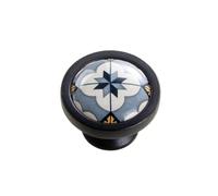 OZLCUA Maniglia Per Porta In Stile Retrò Blue Flower Ceramic Door Handles And Furniture Drawer Pulls Kitchen Cabinet And With Screw(CZ-2243-big)