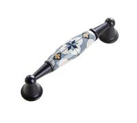 OZLCUA Maniglia Per Porta In Stile Retrò Blue Flower Ceramic Door Handles And Furniture Drawer Pulls Kitchen Cabinet And With Screw(CZ-2248-96)