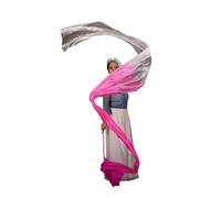 OZLCUA Striscia di Seta per Danza Streamer di Danza, Ginnastica Artistica, Talent Show, Accessori, Lancio Streamer in Poliestere con Asta, lode sul palco(Rose-White)