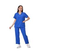 OZLCUA Uniforme Da Infermiera Uniformi Uomo Donna Infermieristica Abbigliamento Estetista Infermiere Camici Set Medico Dentista da Lavoro Clinico Top Pantaloni(Royal blue,M)
